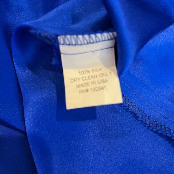 Amanda Uprichard Silk Royal Blue Sleeveless Dress Crisscross Back Size Large - Picture 4 of 9